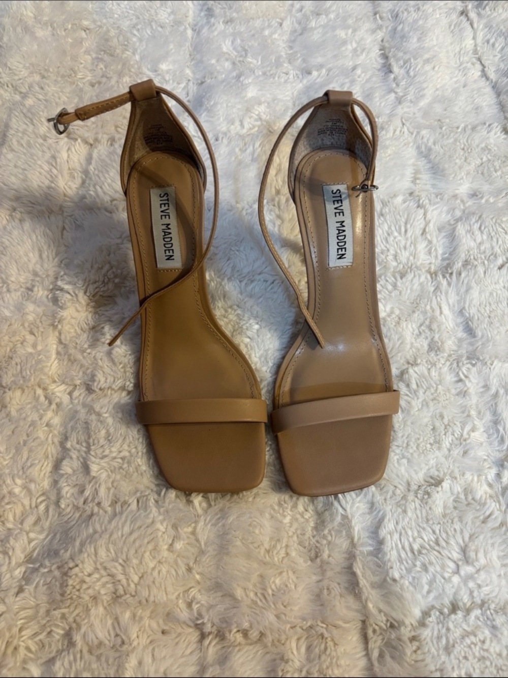 Steve Madden Tan Leather Ankle-Tie Sandals